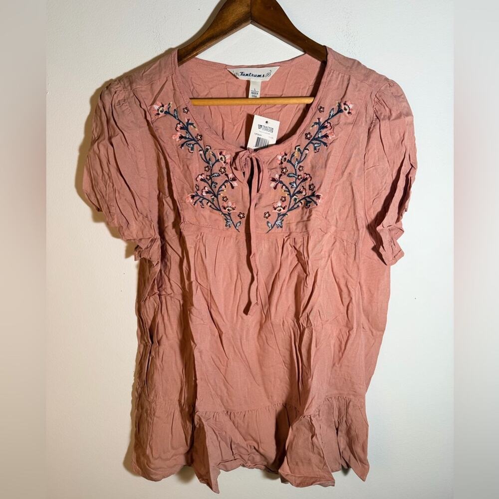 Tantrums NWT Women's Pink Embroidered Top